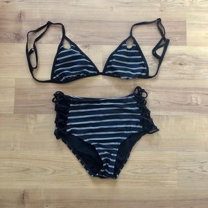 Lieth black two piece high waist swimsuit